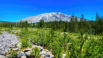 The other side of Mt St Helens, washington, volcano, sky, rocks, usa, stones HD wallpaper