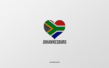I Love Johannesburg, South African cities, Day of Johannesburg, gray background, Johannesburg, South Africa, South African flag heart, favorite cities, Love Johannesburg HD wallpaper