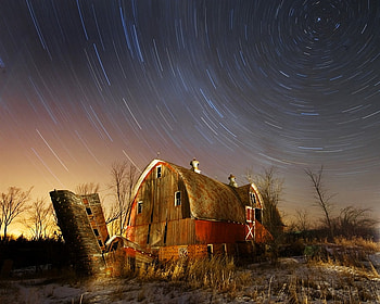 StarryBarn, dawn, barn, beautiful, starry HD wallpaper