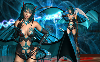 Fantasy, blue, 3d, demon HD wallpaper
