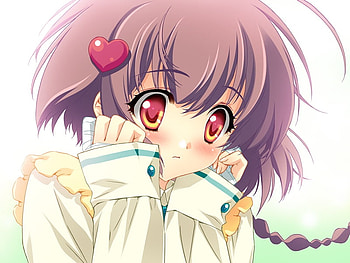 Fujita Nodoka, white, anime, green, happy, girl, mauve HD wallpaper
