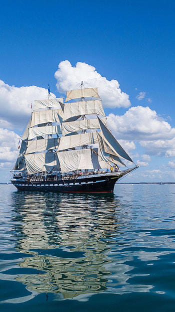 ship sea sky, sail wave HD phone wallpaper