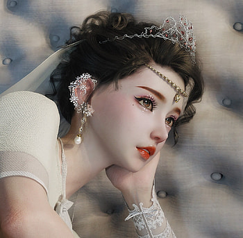 Bride, fantasy, art, chaos, face, girl, earring, chaosart, jewel HD wallpaper