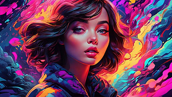 Cartoon woman, cartoon, colorful, woman, splash HD wallpaper