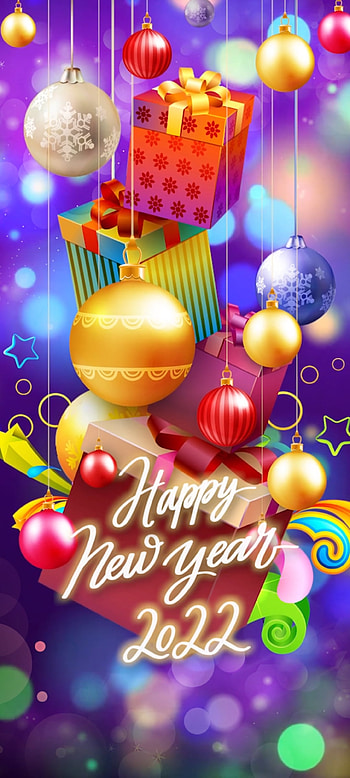 Happy NewYear 2022, gift, art, balloon, Christmas, balls, festival, colorful HD phone wallpaper