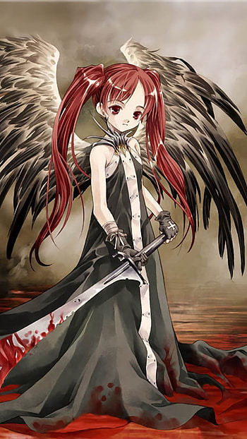 dark, sword, angel, Anime, dark anime HD phone wallpaper
