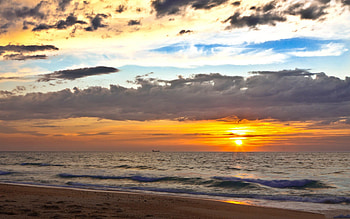 Beautiful Beach, blue, sky, nature, sunset, ocean HD wallpaper