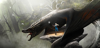Daenerys and Drogon, daenerys targaryen, fantasy, dragon, nell fallcard, drogon, girl, dark, game of thrones HD wallpaper