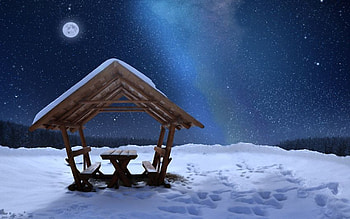*** Winter ***, winter, nature, moon, snow HD wallpaper