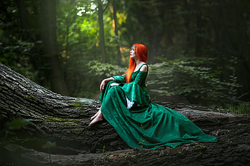 Redhead Girl Forest Cosplay, girls, model, cosplay HD wallpaper