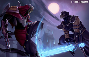 Shen Vs Zed by Kireusart Fan Art Artwork League of Legends lol HD wallpaper