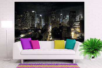 Skyline Mural, Great art fototapete, Manhattan, Nacht wandbild HD wallpaper