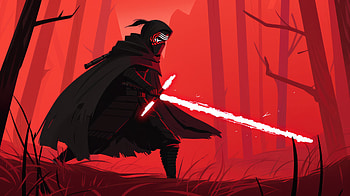 Dark Warrior Kylo Ren With Lightsaber, kylo-ren, star-wars, movies, minimalism, minimalist, artist, artwork, digital-art, deviantart HD wallpaper