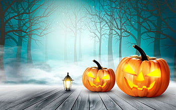 Happy Halloween!, halloween, pumpkin, blue, orange, lantern HD wallpaper