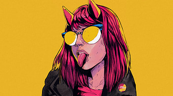 Gir Tongue Out Facet , artist, artwork, digital-art, yellow HD wallpaper