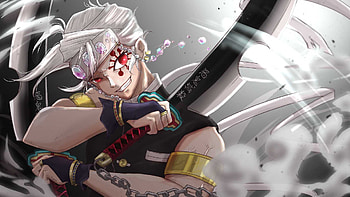 Red Eyes Tengen Uzui Demon Slayer Kimetsu no Yaiba HD wallpaper