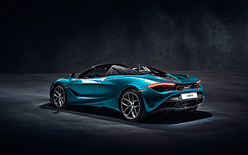 2019 McLaren 720S Spider, blue cars, rear view, McLaren 720S Spider, mclaren, vehicle, car, dark background HD wallpaper