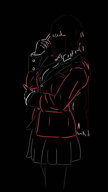 Kakegurui, amoled, neon, black, dark, girl, anime HD phone wallpaper