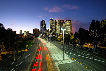 Neon, Cities, City, Road, Evening HD wallpaper