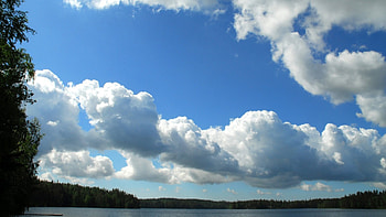 Puffy White Clouds, blue, oceans, clouds, sky, nature HD wallpaper
