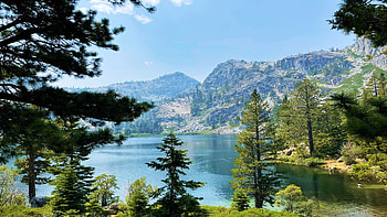Eagle Lake, Desolation Wilderness, California, trees, sky, mountains, water, reflections, usa HD wallpaper