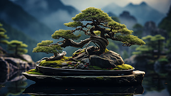 Mystical Bonsai Tree - Serene Nature Art, bonsai, nature, plant HD wallpaper