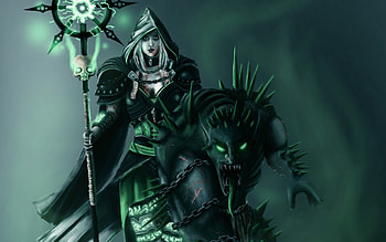 Sorceress And Pet Demon, sorceress, staff, chains, demon HD wallpaper