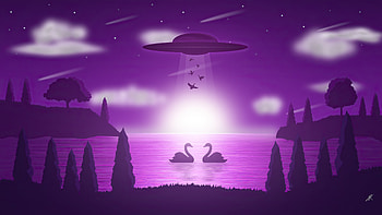 Ufo Swan Illustration, ufo, swan, illustration, artist, artwork, digital-art HD wallpaper