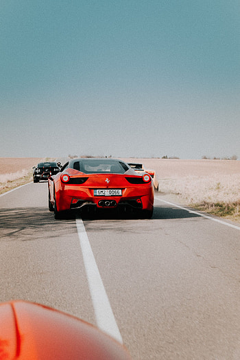 Sports, Ferrari, Cars, Road, Movement, Traffic, Sports Car, Back View, Rear View, Ferrari 458 HD phone wallpaper