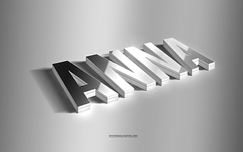 Anna, silver 3d art, gray background, with names, Anna name, Anna greeting card, 3d art, with Anna name HD wallpaper