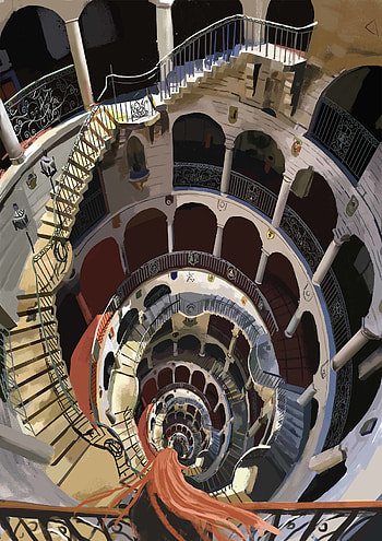 Art, Building, Ladder, Stairs, Spiral HD phone wallpaper