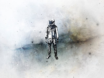 Astronaut, star, abstract, moon, alyssablumefeld, space HD wallpaper