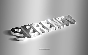 Serenity, silver 3d art, gray background, with names, Serenity name, Serenity greeting card, 3d art, with Serenity name HD wallpaper