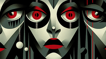 Artistic Face Design: Ultra, artistic, face, Abstract, red eyes, graphic design HD wallpaper