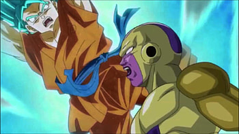 Dragon Ball Z Ressurrection F FOOTAGE - SS God SS Goku vs. Golden Frieza IMAX 3D TV SPOT CLIP! HD wallpaper