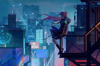 City Girl Alone , artist, artwork, artstation HD wallpaper