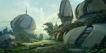 Overgrown station, Sci Fi, building HD wallpaper
