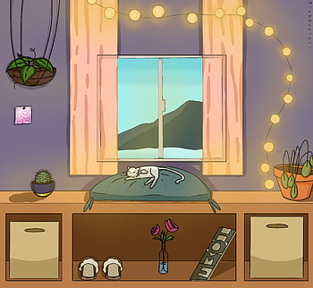 Cozy Place, Window, SleepyCat, Cat, SleepyKitty, Kitty, Plants, Warm, Home HD wallpaper