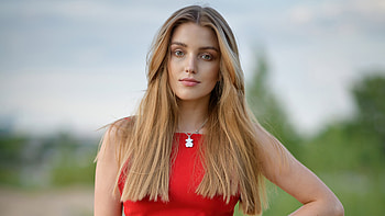 Blonde Girl Red Clothing , blonde, girls, model, red-dress HD wallpaper