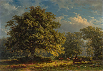 View in the Bentheim Forest (1870), landscape, tree, artistic, oil HD wallpaper