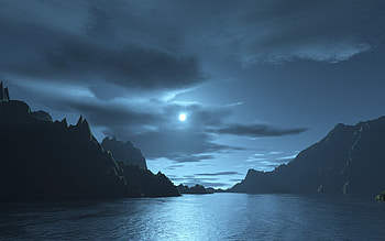 Night Of Whispers, whispers, night, blue, river, moon HD wallpaper