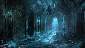 Enchanted Castle, castle, fantasy, blue, ghost HD wallpaper