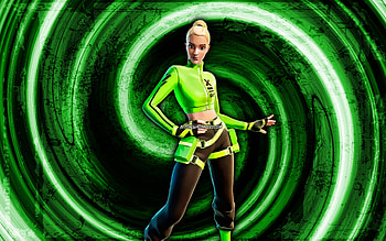Kyra, green grunge background, Fortnite, vortex, Fortnite characters, Kyra Skin, Fortnite Battle Royale, Kyra Fortnite HD wallpaper
