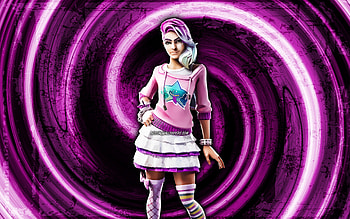Starlie S1, violet grunge background, Fortnite, vortex, Fortnite characters, Starlie S1 Skin, Fortnite Battle Royale, Starlie S1 Fortnite HD wallpaper
