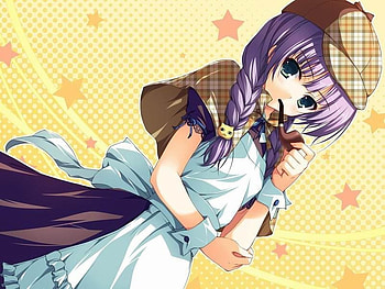 Detective Anime girl., detective, anime girl, stars, purple girl HD wallpaper