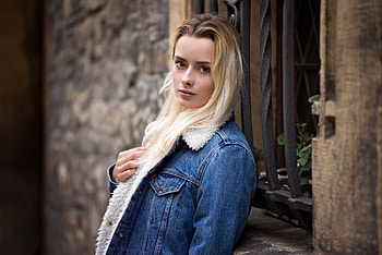 Jeans shirt, girl model, pretty, blonde HD wallpaper
