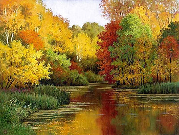 Autumn forest, autumn, forest, lake, tree HD wallpaper