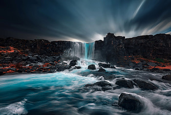 Waterfall Rocks , waterfall, rocks, nature HD wallpaper