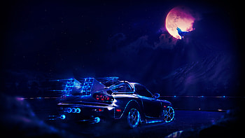 Mazda RX-7, car, dark, Back to the Future, movie, art HD wallpaper