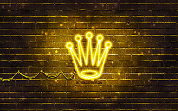 Rolex yellow logo, , yellow brickwall, Rolex logo, brands, Rolex neon logo, Rolex HD wallpaper